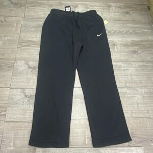 Nike Pants Mens 2XL Black Fleece Sweatpants Open Hem Drawstring Pockets Swoosh
